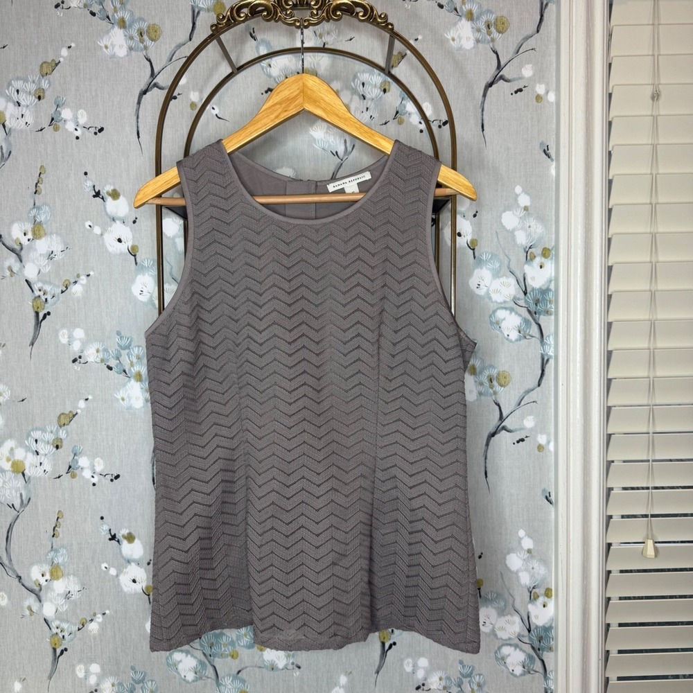 Banana Republic Womens Textured Sleeveless Shell Top Grey Size 12 Zip‎ Back